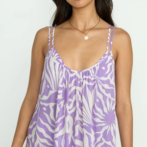 Robe courte de plage pour femmes, style hawaïen, col en V, dos nu, ourlet à volants, en coton personnalisé, conçue par le fabricant - Product Image 5