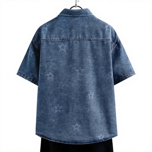 Chemise en jean à manches courtes pour homme, coupe classique, motif uni, poches, décontractée, pour l'été, col rabattu, respirante, anti-plis, ODM - Product Image 2