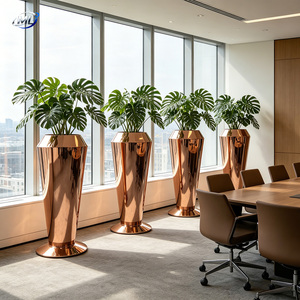 Modern <b>Copper</b> Finish Outdoor Planters <b>Vase</b> for Flower Green Plant Shopping Mall Decor - Product Image 3