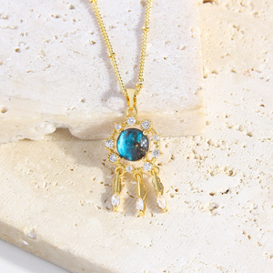 ใหม่มาถึง18พันทองชุบทองเหลืองโซ่ดาวดาวสร้อยคอแฟชั่นCubic Z Irconiaเรซิ่นพู่สร้อยคอสําหรับผู้หญิง - Product Image 3