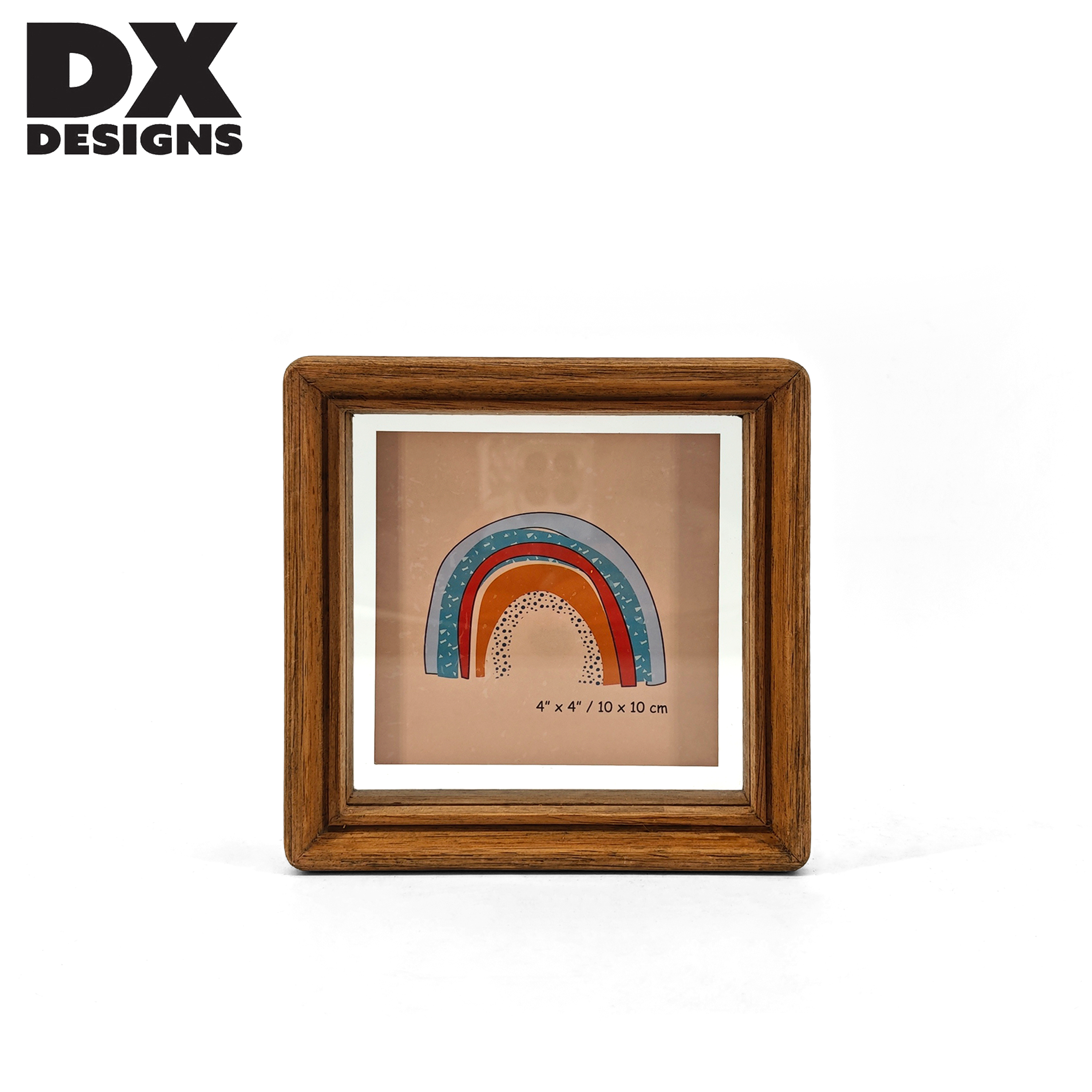 DX DESIGNS Stylish Square Brown Wooden Photo Frame, Custom Size 5x5 8x8 10x10 Picture Frame For Tabletop & Wall Decor Display