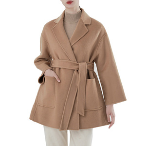 Automne hiver <span class=keywords><strong>mi</strong></span>-<span class=keywords><strong>long</strong></span> col queue 100% laine cachemire Double face femmes <span class=keywords><strong>manteau</strong></span> - Product Image 1