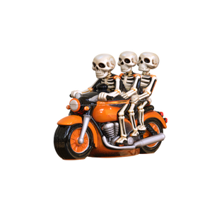 Fabrik Großhandel Custom Keramik Triple Skeleton Motorrad Glas Porzellan Schädel Trio Rider Halloween Lager behälter Gläser - Product Image 2