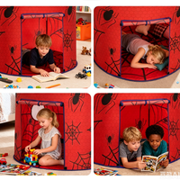 Carpa Infantil de Alta Calidad con Diseño de Castillo de Princesa y Araña, de Algodón Perlado, para Niños de 4 a 6 Años, Interacción Padres-Hijos, Interior/Exterior, Verano