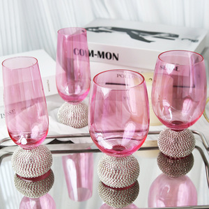 Verre à <span class=keywords><strong>vin</strong></span> et à whisky à pied haut, style féerique, moderne et simple, en forme de flûte, avec motif diamant <span class=keywords><strong>rose</strong></span> décoratif - Product Image 2