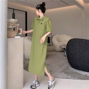 Meilleure vente robe brodée coréenne t-shirt long décontracté vêtements de plage d'été baggy col polo fendu tricot t-shirts robes pour <span class=keywords><strong>Wo</strong></span> - Product Image 3