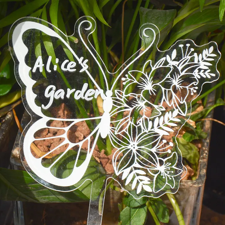 Laser Cut Clear Garden Stake Yard Dekor Acryl-Tags Multi size Wieder verwendbare Acryl-Pflanzen etiketten Wieder verwendbar