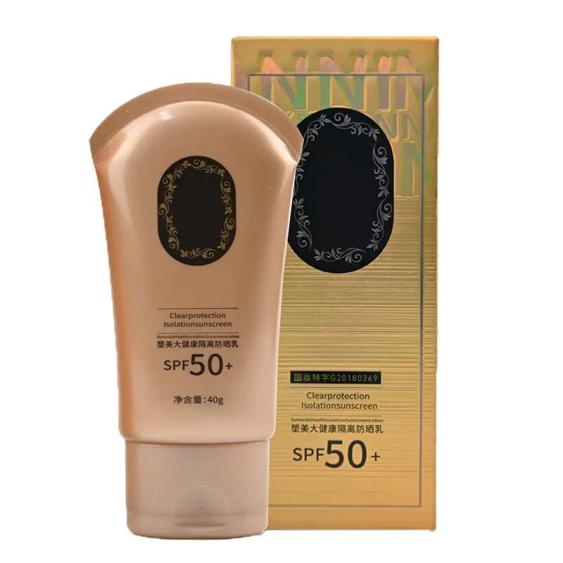 Crema de protección solar embalaje de plástico tubo cosmético SPF 50 botella de embalaje de protección solar OEM/ODM Primer y protector solar