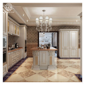 Volledig op maat gemaakte meubels, fabrikant van massief houten binnenkasten met scharnieren, traditionele Europese keukenkasten met kookeiland - Product Image 4