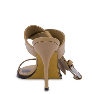 Sandalias de tacón alto y fino para mujer, con correa anudada, hebillas metálicas, estilo mule de una sola banda, para verano - Product Image 4