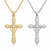Pendentif breloque en alliage de laiton plaqué or 18 carats avec zircon, motif croix, pour la fabrication de colliers et bracelets, accessoires de mariage chrétien