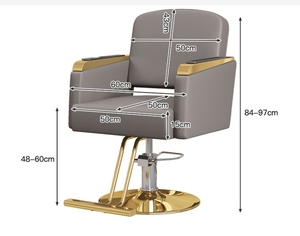 เก้าอี้ทำผมสำหรับร้านเสริมสวยแบบมืออาชีพทันสมัยปี 2026 ฐานสีทอง เก้าอี้จัดแต่งทรงผมสแตนเลส หมุนได้ ปรับระดับได้ เก้าอี้ตัดผมชาย - Product Image 6