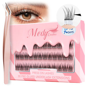 رموش صناعية ذاتية اللصق قابلة لإعادة الاستخدام، مقاومة للماء، مصنوعة من الشعر الاصطناعي، مجموعات رموش للصق المسبق، طويلة الأمد، خالية من القسوة، تمنح إشراقة متألقة. - Product Image 5