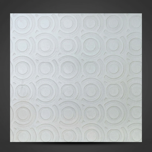 Placa de Techo Cuadrada de Cemento Blanco, Diseño Artístico Moderno con Patrón Geométrico de Círculos Concéntricos para Espacios Comerciales Interiores, Resistente al Fuego - Product Image 1