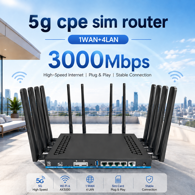 Factory Price Openwrt Dual Sim 5G Wireless Router 802.11AX 3000Mbps Dual Band 1GB RAM 4g Lte Modem 5g Router With Sim Card Slot