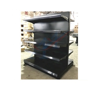 900*450*1500mm 5 Tiers <strong>Black</strong> Double Sides Supermarket <strong>Shelf</strong> with Fence - Product Image 1