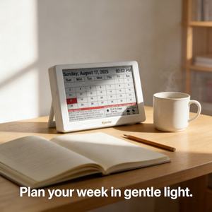 ปฏิทินอัจฉริยะ Intelevia ขนาด 7 นิ้ว หน้าจอ E-Ink ป้องกันแสงสีฟ้า ดูแลสายตา แสดงผลอัตโนมัติ พร้อมฟังก์ชั่นซิงค์ข้อมูลสภาพอากาศ/วันหยุด ใช้ได้ทั้งแบบตั้งโต๊ะและติดผนัง เหมาะสำหรับใช้ในบ้าน - Product Image 4