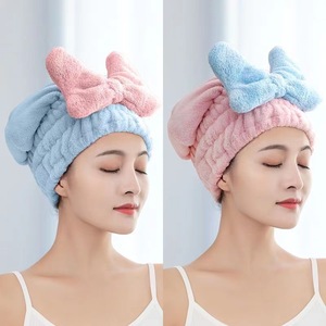 Gorro de secado de pelo con lazo bonito, grueso, de secado rápido, de felpa, talla única, para mujer - Product Image 2
