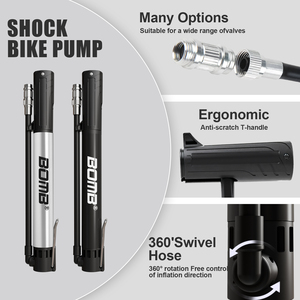 Pompe à air de poche BOMB pour vélo, mini pompe à main pour scooter avec manomètre - Product Image 5