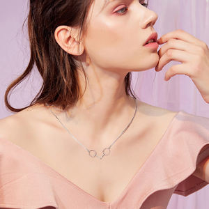 패션 보석 925 스털링 실버 투 톤 간단한 말 스냅 초커 목걸이 - Product Image 3