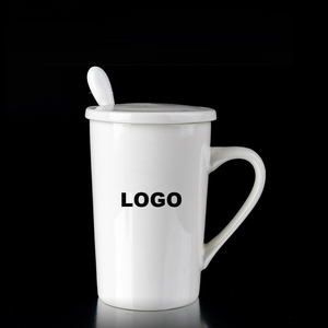 Personalizado Branco Personalizado logotipo Bebida Personalizado Bonito Osso Fino China Personalizado Cerâmica Chá De Café Leite Caneca Copo com Tampa e Colher - Product Image 2