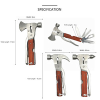 Marteau brise-vitre portable multifonctionnel bricolage avec manche en bois OEM personnalisable AWL scie couteau ouvre-bouteille pour le Camping