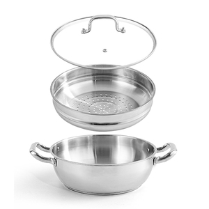 Vaporizador multifuncional <span class=keywords><strong>de</strong></span> doble capa <span class=keywords><strong>de</strong></span> acero inoxidable con <span class=keywords><strong>tapa</strong></span> <span class=keywords><strong>de</strong></span> vidrio 24/<span class=keywords><strong>28</strong></span>/32CM para uso doméstico en la cocina - Product Image 3