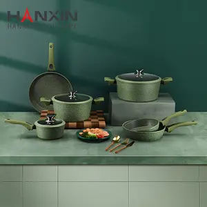 Eco-friendly Hot Wholesale Forged Aluminum Cookware Set Granite