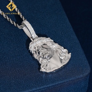ZUANFA JEWELRY Iced‑Out Crown Of Thorns Jesus Head Moissanite Polished Metal <b>Men</b> Hip‑Hop Charm Jewelry - Product Image 3