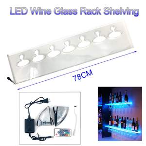 Barra de exhibición de botella de licor con luz LED montada en la pared Estante de exhibición flotante LED con soporte de vidrio, para cocina Comedor Bar - Product Image 4