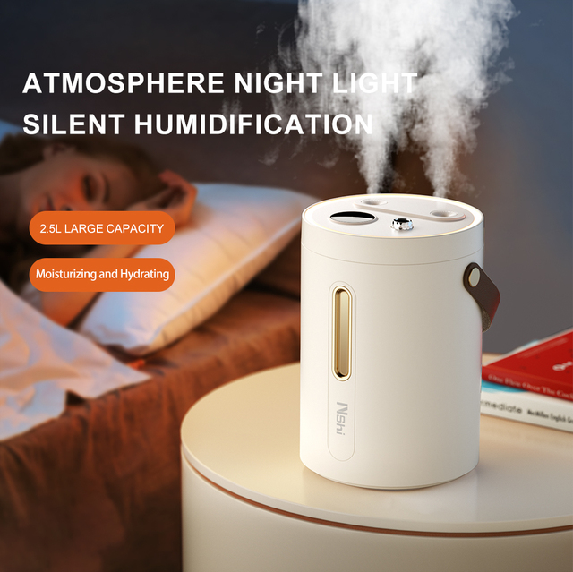 Hot Sale 9 Gears Adjustable Cool Mist Mode 2.5L Top Fill USB Rechargeable Mini Portable Humidifier with Night Light