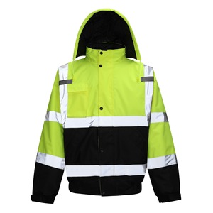 Blouson bomber en coton personnalisable haute visibilité ANSI Classe 2 pour l'hiver, imperméable, réfléchissant, <span class=keywords><strong>veste</strong></span> de travail de sécurité, logo personnalisé doré - Product Image 1