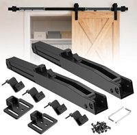 Kit de fermeture amortie pour porte de grange sans perçage, 2 pièces, amortisseur à ressort avec butées réglables pour portes coulissantes à rail plat de 88 à 132 lb