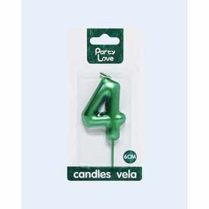 Bougie d'anniversaire verte numéro 4 Party Love 6 cm - Product Image 2