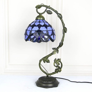 LongHuiJing Mediterranean LED Stained Glass Tiffany Style Dome Reading Table Lamp 8-Inch 2700K Warm White AC Flexible Simple - Product Image 2