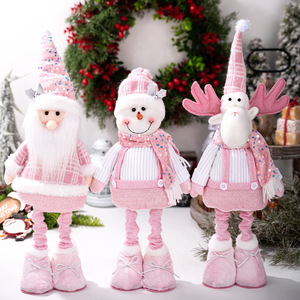 Adorno Navideño Retráctil de Lentejuelas Rosas con Diseño de Muñeco de Nieve, Reno y Papá Noel - Product Image 1