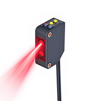 Sensor Fotoelektrik EW-PR21 Persegi, Saklar Foto Inframerah, Titik Kecil Terlihat, 24V DC, 4-kabel, NPN, Tipe Through-beam
