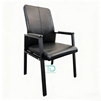 Chaise de bureau sans roulettes en cuir PU, 4 pieds avec accoudoirs, idéale pour réunions, réceptions, visiteurs, salle d'attente, mahjong