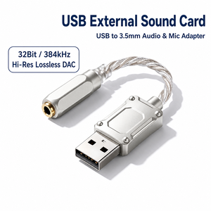 อะแดปเตอร์เสียง USB ขนาด 11 ซม. เป็น 3.5 มม. 32 บิต 384 กิโลเฮิรตซ์ ไฮเรส DAC การ์ดเสียงภายนอก อะแดปเตอร์แจ็คหูฟังไมโครโฟน USB สำหรับพีซี แล็ปท็อป เกมมิ่ง - Product Image 1