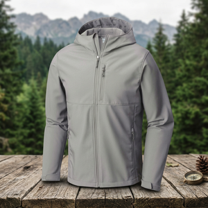 Chaqueta de Forro Polar con Capucha para Hombre, Color Gris, Cierre de Cremallera, Informal, Resistente al Viento, para Uso en Exteriores, Temporada de Otoño, Corte Regular, Chaqueta Softshell - Product Image 3