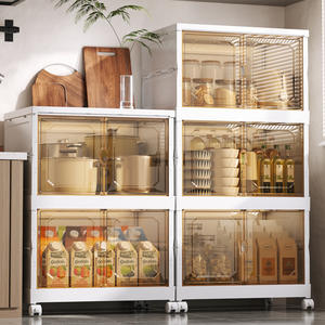 Homey Plastic <b>Storage</b> Cabinet 4 Tier Transparent <b>Drawer</b> Organizer With Wheels For Clothes <b>Toys</b> Household Use - Product Image 5