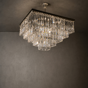 Elegant Pyramid Shape Square Crystal Hanging <b>Light</b> Multi Layer Crystal Lamp For Villa <b>Dining</b> Hall Lighting - Product Image 3