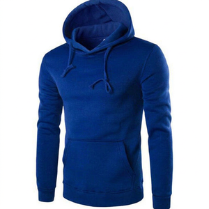 เสื้อสเวตเชิ้ตมีฮู้ดสีทึบสำหรับผู้ชาย แขนยาวแบบถัก สไตล์ฤดูใบไม้ร่วง สีฟ้า - Product Image 1