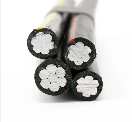 Havai demet kablo alüminyum/bakır/çelik çekirdek alüminyum iletken XLPE/PVC yalıtımlı ABC güç kablosu