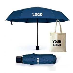 Manual Manufacturer Wholesale Custom Logo Paraguas for Promo Business Gift <b>Windproof</b> Portable Fold <b>Umbrella</b> With Pouch - Product Image 1