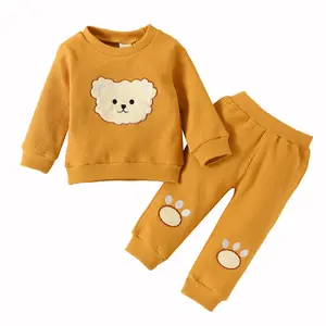 hot sale baby clothes embroidered long sleeve pullover trousers suit 2022 winter new style