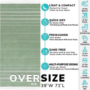 Serviette <span class=keywords><strong>de</strong></span> <span class=keywords><strong>plage</strong></span> tissée rayée en coton biologique turc, style Fouta Peshtemal, pour l'été tropical, le hammam, la piscine, le spa et les voyages naturels - Product Image 5