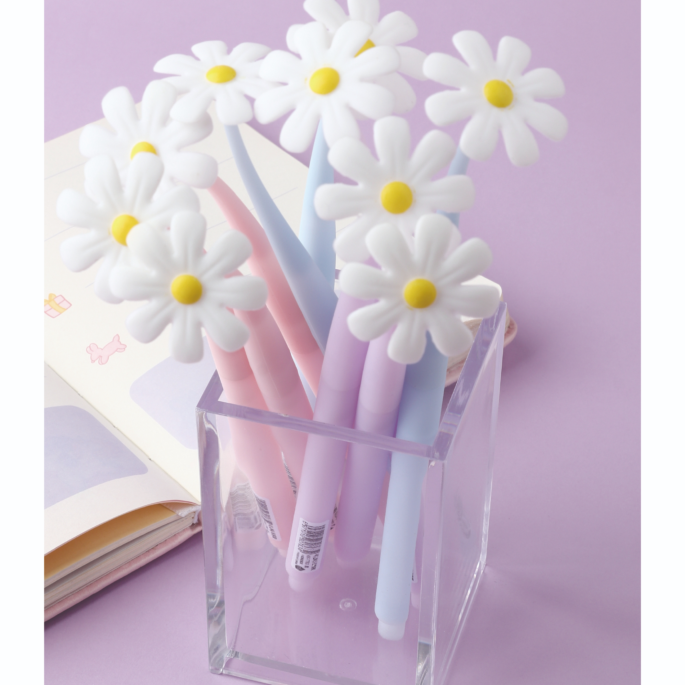 Лидер продаж 2022, новинка, шариковые ручки с силиконовыми маргаритками и цветами, кавайная гелевая ручка из ПВХ для письма