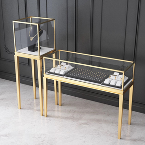 Design di lusso in vetro negozio di stoccaggio in metallo <span class=keywords><strong>vetrine</strong></span> <span class=keywords><strong>per</strong></span> esposizione gioielli vetrina vetrina - Product Image 2