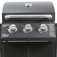 Barbecue au gaz naturel commercial de luxe moderne à 3 brûleurs en fonte émaillée sur chariot pour restaurants